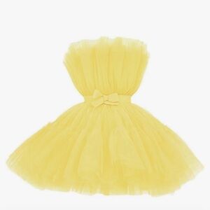 NEW Yellow Tulle Women's Short Puffy Prom Dress Strapless Tulle Homecoming Dress